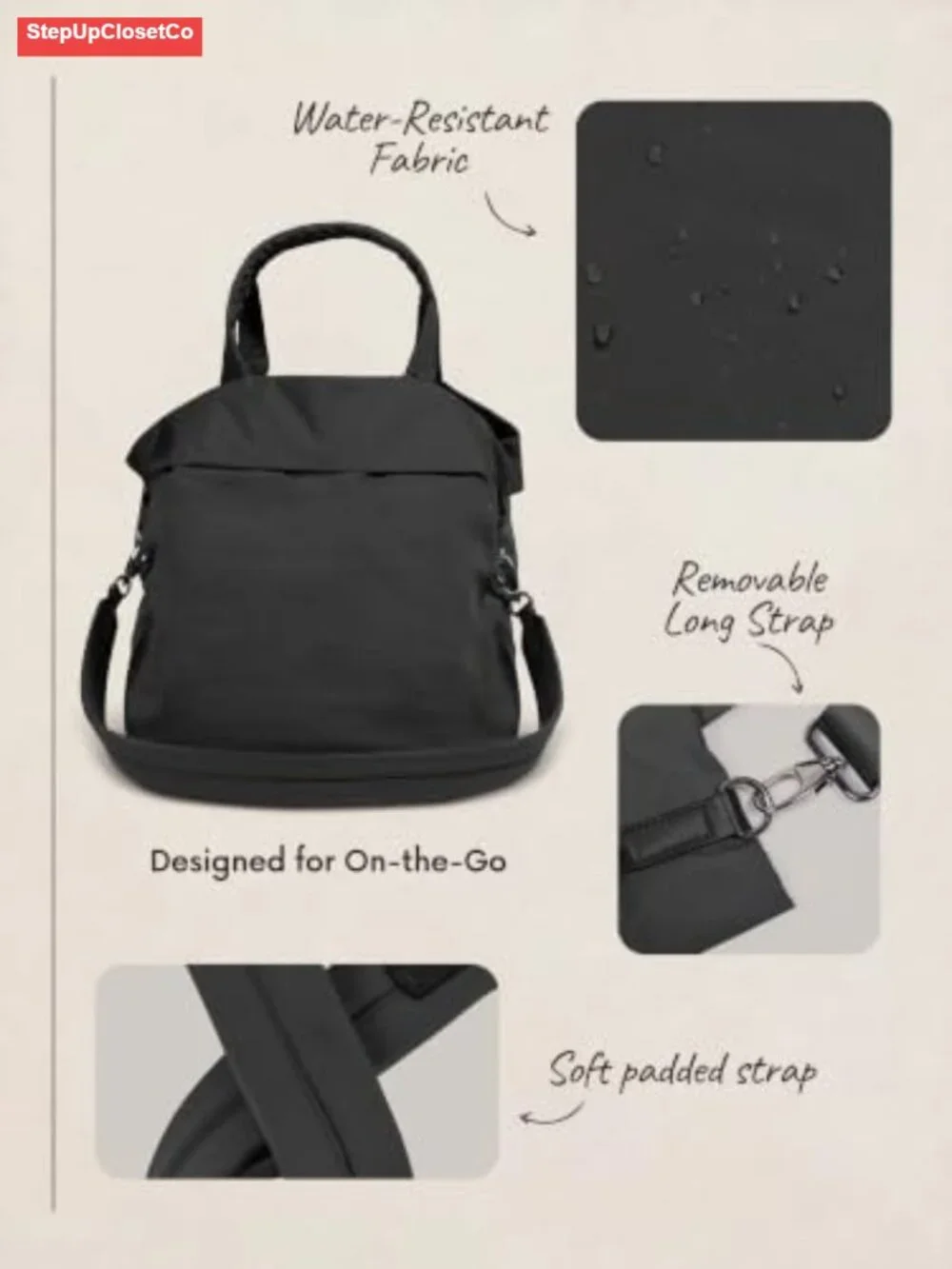 Hobo Bags 2.0 with 2 Straps Nylon Tote Crossbody Shoulder Bag